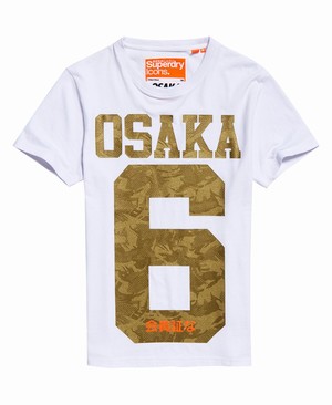 Superdry Icon Osaka Camo Férfi Pólók Fehér/Arany | SNTWB0596